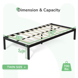 Novilla Twin Bed Frame, Metal Platform Bed Frame, Wood Slats Support, No Box Spring Needed, Durable and Safe, Easy Assembly, Black