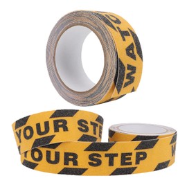 Watch Your Step Floor Signs, Heavy Duty Anti-Slip Safety Roll Grip Strip Non-Slip Traction Step Tape, 2 X 16.4' Anti Slip Tape Stickers, Abrasive Adhesive for Stairs, Safety,