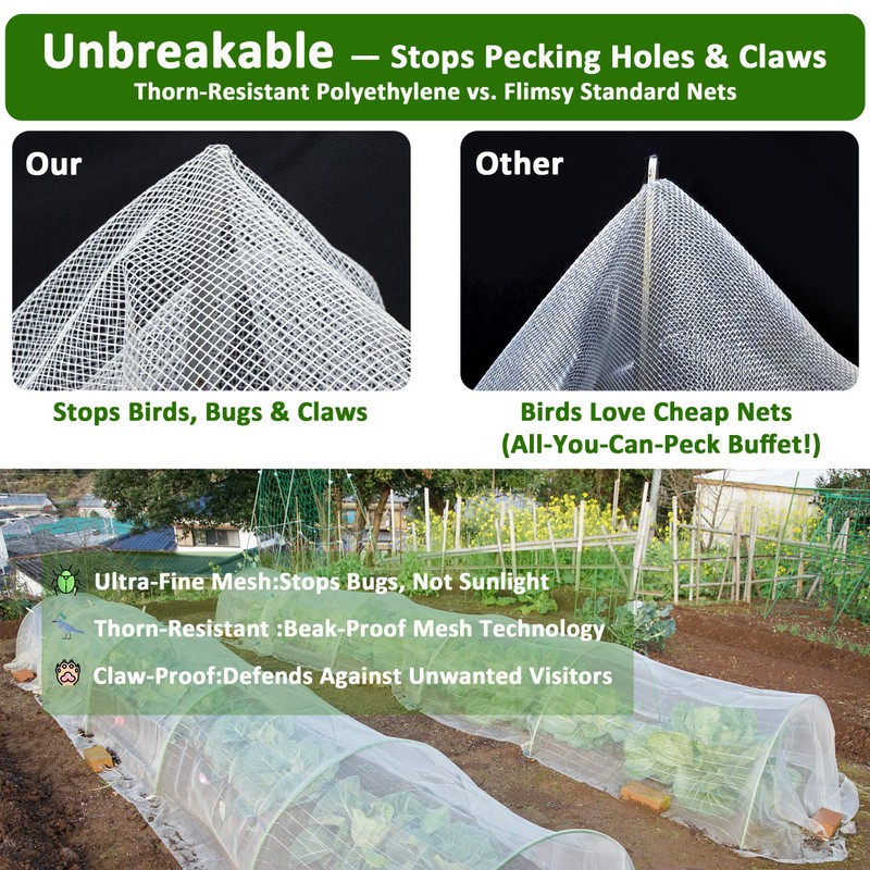 ESOHOT Garden Netting 10x33Ft Mesh-Locking Technology Plants Cover Thicker Durable