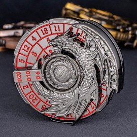 KERWELLSI 7 in 1 Fidget Spinner DND Dice Set D&D with Gift Box, Red Metal Roulette Dice for Dungeons and Dragons RPG Role Playing Gaming Dice