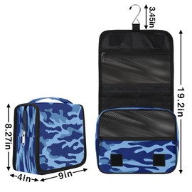 Lakiniss Blue Camouflage Hanging Toiletry Bag Waterproof Makeup Cosmetic Bag Travel Bag Organizer for Accessories Shampoo Full Sized Container Travel-Essentials Toiletry Bag