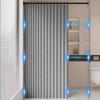 Icegrey Shower Curtain Foldable Magnetic Waterproof with Hooks, Splashproof, Accordion