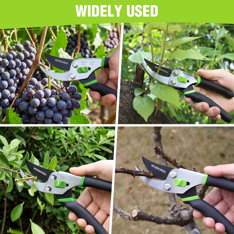 WORKPRO 8.5" Bypass Pruning Shears, Garden Shears with Non-Slip Grip