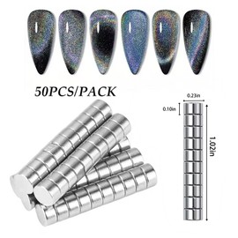 XEAOHESY 50pcs Mini Round Magnets for Acrylic Nail Clippers, Measuring Artificial Nail Length With Nail Clipper, Cat Eye Magnet for Nails, Refrigerator Sticker Magnets Or Post-It Magnets