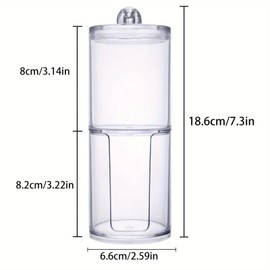 XINCHENG Cotton Bud Container, 2 in 1 Stackable Cotton Buds Storage, Transparent Acrylic Cotton Buds Dispenser with Lid for Cosmetics, Cotton Balls, Cotton Buds