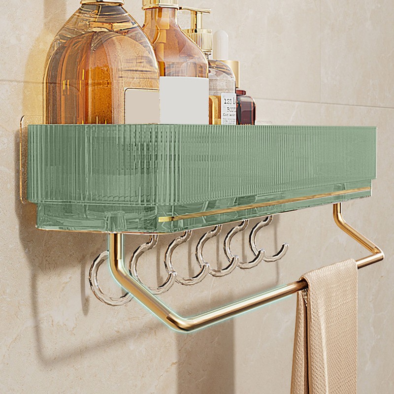 Bathroom Shelf Drill Free Alumimum Strong Load Bearing Wall Mounted