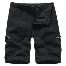 LY4U Mens Cargo Shorts 100% Cotton Breathable Durable Summer Shorts for Hiking Walking Beach Park Black 40W