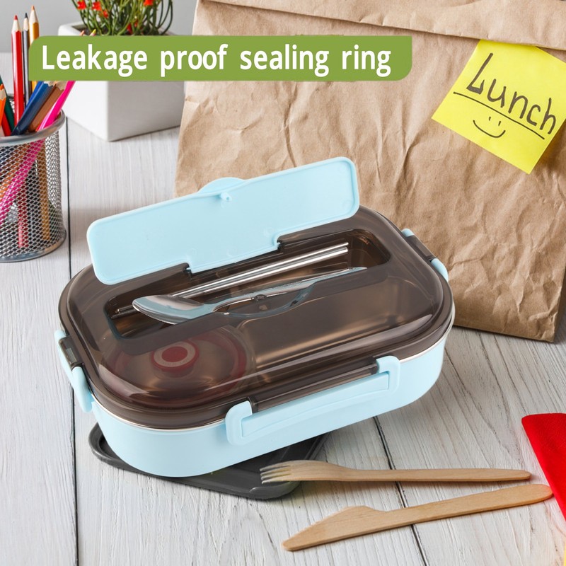 Stainless Steel Lunch Box Food Grade Safe 4 Compartments Portable