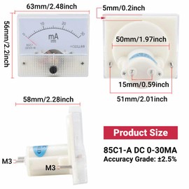 Ammeter, Analogue Ammeter 85C1 DC 0-30MA Pointer DC Ammeter Meter Panel Ammeter with Simple Structure
