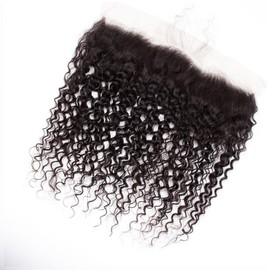 13x4 Lace Closure Kinky Curly Human Hair 100% Unprocessed Free Part Lace Front Human Hair Natural Black Color (13x4 Kinky Curly, 12 Inch)