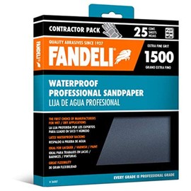 Fandeli 36007 1500 Grit Waterproof Sandpaper Sheets, 9" x 11", 25-Sheet