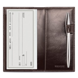 HISCOW Supple Leather Checkbook Cover with Free Divider - Italian Calfskin (Antiqued Coffee)