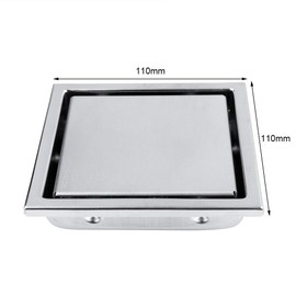 TOPINCN Floor Drain Stainless Steel Square Shape Anti-Odour Shower Drain Bathroom Waste Gate