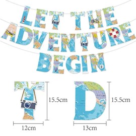 Rismise Travel Themed Party Dekoration 28pcs Lassen Sie das Abenteuer beginnen Banner Travel Hanging Swirls Flugzeug Karte Kamera Koffer Dekor für Ruhestand Graduierung Abschied Abenteuer Reise Party