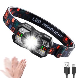 EVERhasauty Headlamp Rechargeable, 1200 Lumen Super Bright LED Headlight Motion Sensor, 10 Mode Waterproof Lightweight Headlamp Flashlight with Red Light, for Hiking Running Fishing Cycling Camping