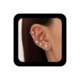 Vacaonio Vintage CZ Star Ear Climber Crawler Earring Crystal Ear Cuff Earring Rhinestone Ear Wrap Earring Cz Heart Star Cuff Earring No Peircing Wrap Earring Jewelry for Women