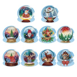 Embhlitfe 10 Pcs Diamond Painting Christmas Cards,Diamond Painting Christmas Greeting Cards 5D Diamond Painting Kits,Diamond Painting Christmas Thanksgiving Greeting Cards for Family Friends