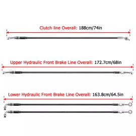 CB 12"-14" Handlebar Hydraulic Clutch & Brake Lines for 14-16 Harley Touring ABS