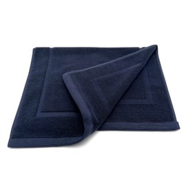 Lincoln & Palm 1-Piece Turkish Cotton Bath Mat - Soft, Plush, and Absorbent - 1000 GSM Thick Luxury Spa and Hotel Style - No Rubber Backing - Silver-Infused SILVERbac (1 Piece Bath Mat, Navy)