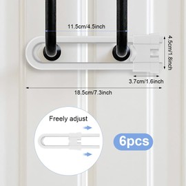 Vicloon Child Safety Lock for Cupboard, Pack of 6 Baby Safety Locks, No Drilling and Screwing, Child Safety Cabinet, Adjustable U-shaped Cabinet Lock for Furniture, Kitchen