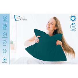 Comfort Beddings Premium Quality 850 Thread Count 100% Egyptian Cotton Pair of Pillow Cases Teal Green, Envelope Closure - Standard/Queen (50cm x 75cm)