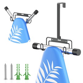 LOXSUN Ironing Board Holder Wall Mount/Over The Door Ironing Board Hanger, Laundry Rooms Metal Iron Board Holder Wall Mount for Y or T Leg (Black)