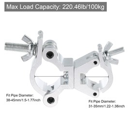 sourcing map Light Truss Clamps, Aluminum Alloy Stage Lighting Pipe O Clamp for 1.22-1.38inch & 1.5-1.77inch OD Tube Max Load 220Lb Double Buckle, 2Pcs