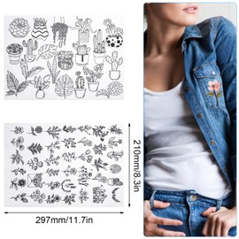 2pcs Stick and Stitch Embroidery Paper, A4 Water Soluble Stabilizers Wash Away Hand Embroidery Pattern Embroidery Transfer Paper Pre-Printed Flowers for Sewing Embroidery Hand Sewing Lovers