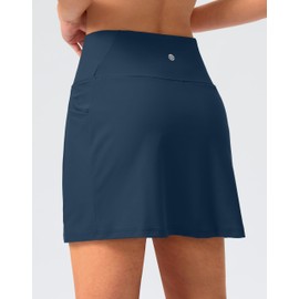 G Gradual Women's 16" Swim Skirt with Pockets High Waisted Tummy Control Modest Swimsuit Bathing Suit Bottoms for Women(Deep Blue,M)