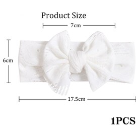 Bkemkri Baby Hair Band, Headbands for Baby Girls, Stretchy Knitted Bow with Wide Edge, Nylon Elastic Turban Headbands, Baby Bow Hair Bands, for Newborns, Toddlers, White