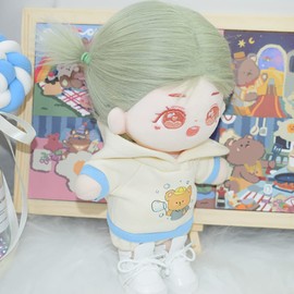 niannyyhouse 20cm Plush Doll Yellow Bear Sweater Hoodie Shorts 8in Doll Clothes