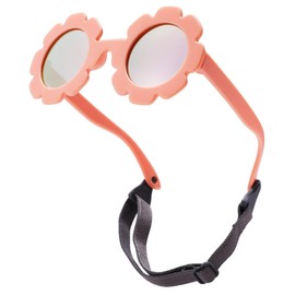 COASION Baby Sunglasses Flower Polarised with Soft Strap UV400 Protection for Newborn Infant 0-24 Months -Pink/Pink Mirroed