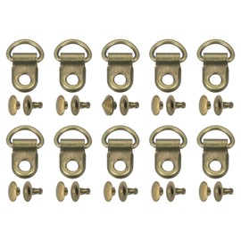 uxcell 40 Sets Shoelace Hook, Boot Lace Hooks D-Ring Eyelet Buckles with Rivets, Boots Eyelet Repair Clips for Hiking Boots Shoe Leather Bag, 9x14mm Bronze