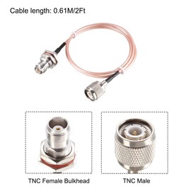 sourcing map RG316 RF Coaxial Cable TNC Male to TNC Female Schott Pigtail Cable 0.61 m / 2 Feet