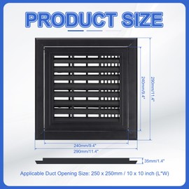 PATIKIL 10x10 Inch Plastic Ventilation Grille, Return Air Vent Cover Removable Vent Filter Grilles with Built-in Mesh Screen for Wall or Ceiling HVAC Vents, Black