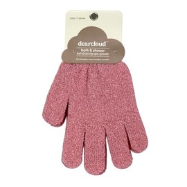 dearcloud Bath & Shower Exfoliating Spa Gloves – Reusable Exfoliating Body Scrubber & Exfoliating Glove Set for Smooth Skin (Pink & Taupe)