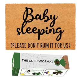 Funny Coir Doormat Baby Sleeping Please Don't Ruin it for us Not Welcome Door Mat for Entryway Heavy Duty Front Porch Decor Mats Natural Coir Doormat House Warming Novelty Gift Mat 23.7 x 15.7 inch