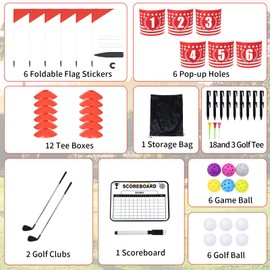 DigNew Backyard Golf Game 6 Holes Set,Portable Outdoor Game for Pratice,Golf Chipping Game for Lawn,Yard,Camping,Park,Beach