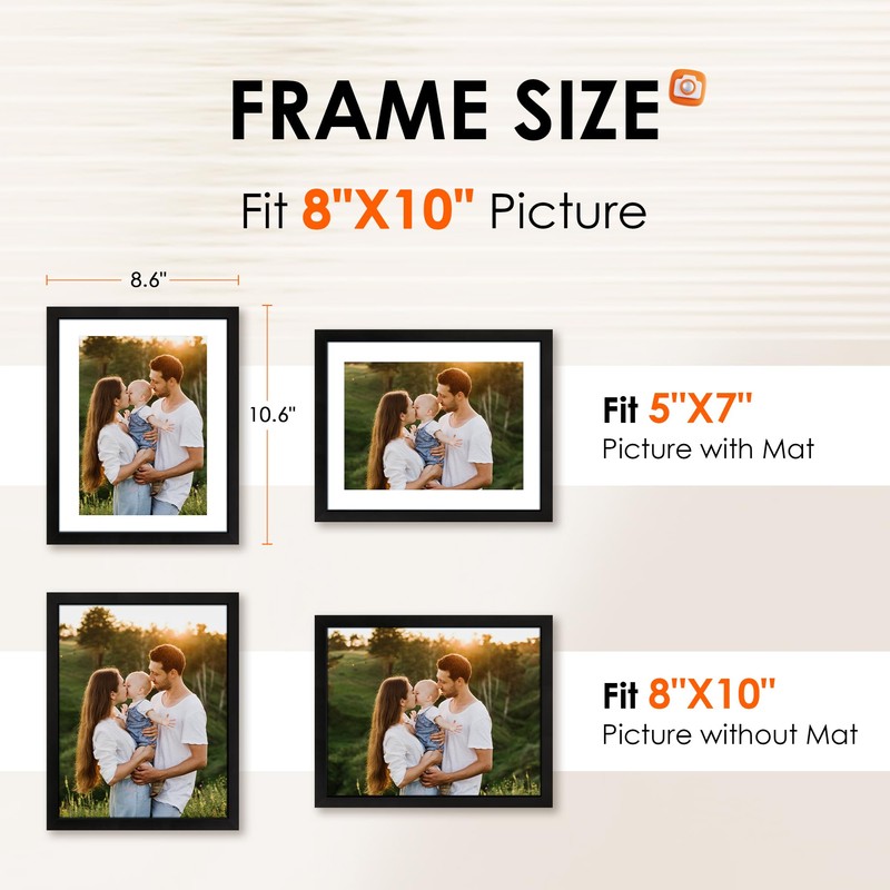 FIXSMITH 8x10 Picture Frame Set of 10, Photo Frame Bulk