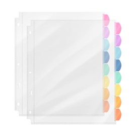 Mr. Pen- Clear Sheet Protectors with Tabs, 8 Tabs, 2 Sets, Clear Plastic Dividers for 3 Ring Binder, Insertable Index Page Divider Multicolor Tabs