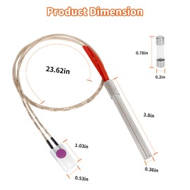 16801-20B Grill Hot Rod Igniters Compatible with Oklahoma Joe's Rider 600 900 Combo DLX Pellet Grill, Pellet Grill Hot Surface Igniter 200W 120V Equipped with One Fuse