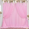 30ft x 10ft Wrinkle Free Pink Backdrop Curtains, 6 Panels