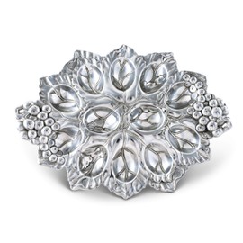 Arthur Court Metal Deviled Egg Holder Tray Grape Pattern Sand Casted in Aluminum with Artisan Quality Hand Polished Designer Tarnish-Free 12.5 inch x 9 inch