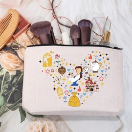 MEIKIUP Beauty Movie Makeup Bag Beauty Belle Princess Story Inspired Gift Fairy Tales Cosmetic Bag Belle Princess Gift for Women (BeautyB Bag1)