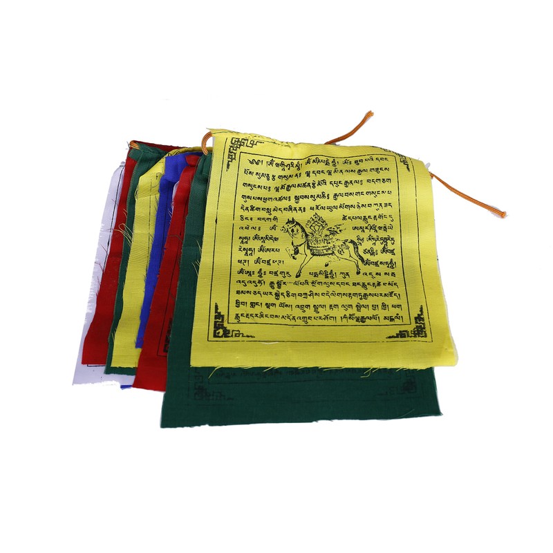 Tibetan Buddhist Fluttering Cotton Prayer Flags (Lungta) Mantras And Wind