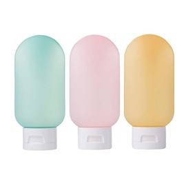 SUKPSY 3 botellas de viaje de 59,5 g, a prueba de fugas, contenedor rellenable, portátil, para champú, líquidos, limpiador facial