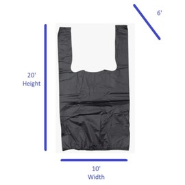 Premium Black Plastic Bags for grocery - 20" x 10" x 6" (100)