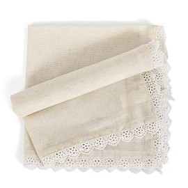 Fingercraft Dinner Napkins Cotton 6 Pack Premium Quality Mitered Corners with Elegant Lace for Every Day Use Napkins are Pre Shrunk and Good Absorbency with Lace (Ivory)