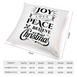 Mutilovely Christmas Decorations Pillow Covers 20"x20" Joy Love Peace Believe Christmas Pillow Case Rustic Linen Pillow Case Throw Pillow Covers for Sofa Couch Winter Holiday Decor Cushion Cover
