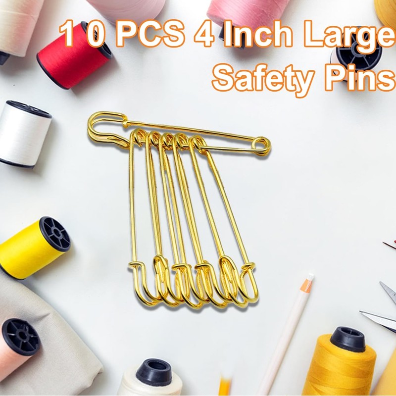 Extra Large Safety Pins, 10 PCS Heavy Duty Big Safty